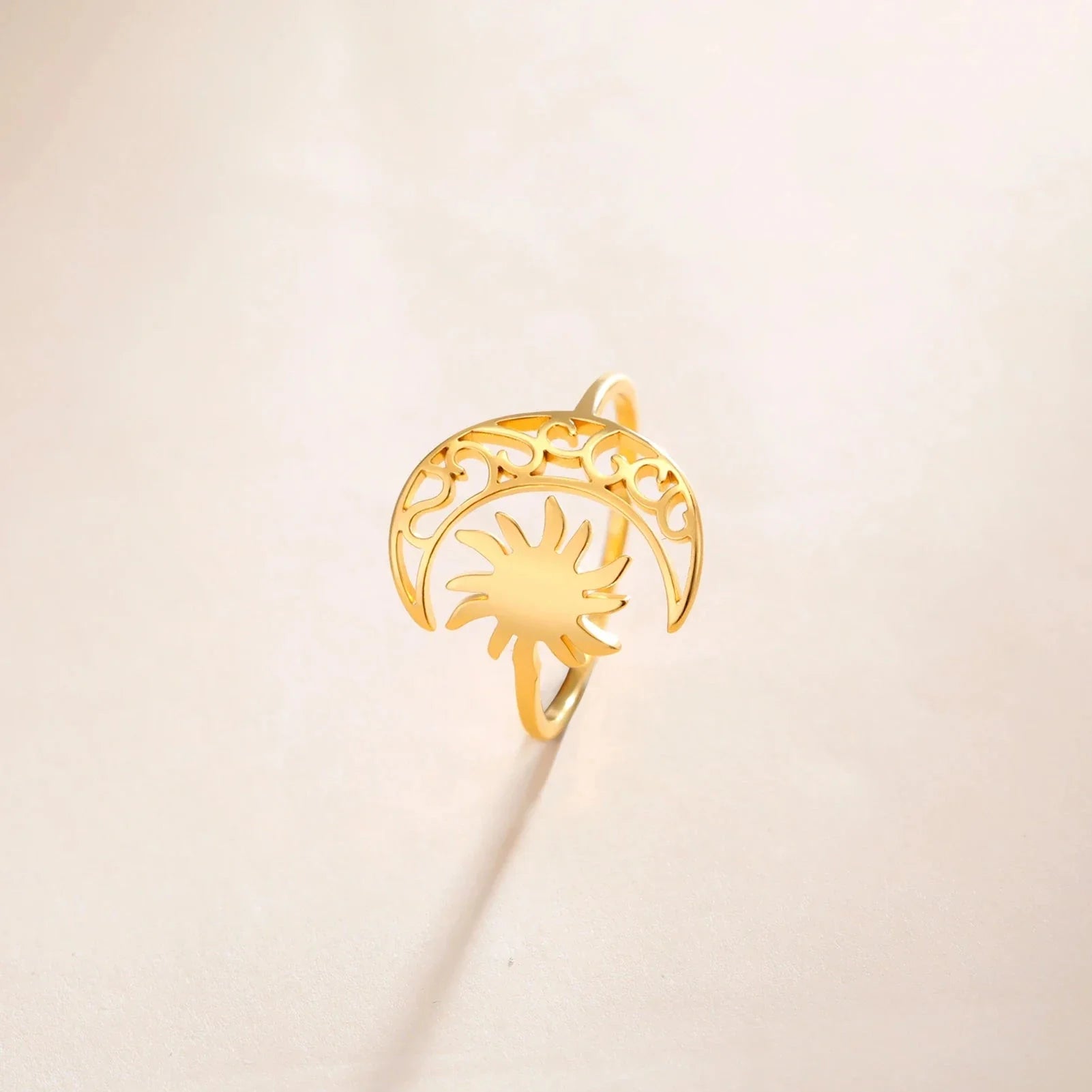 Guld Måne og Sol ring