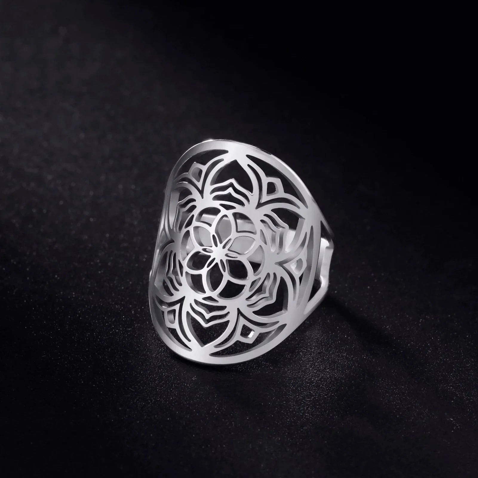 Mandala-ring for kvinner Blomster sølvring