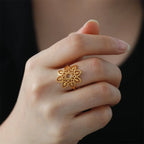 Mandala ring dame signetring gull