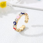 Prsten Modré turecké zlé oko v pestrobarevném bohémském stylu