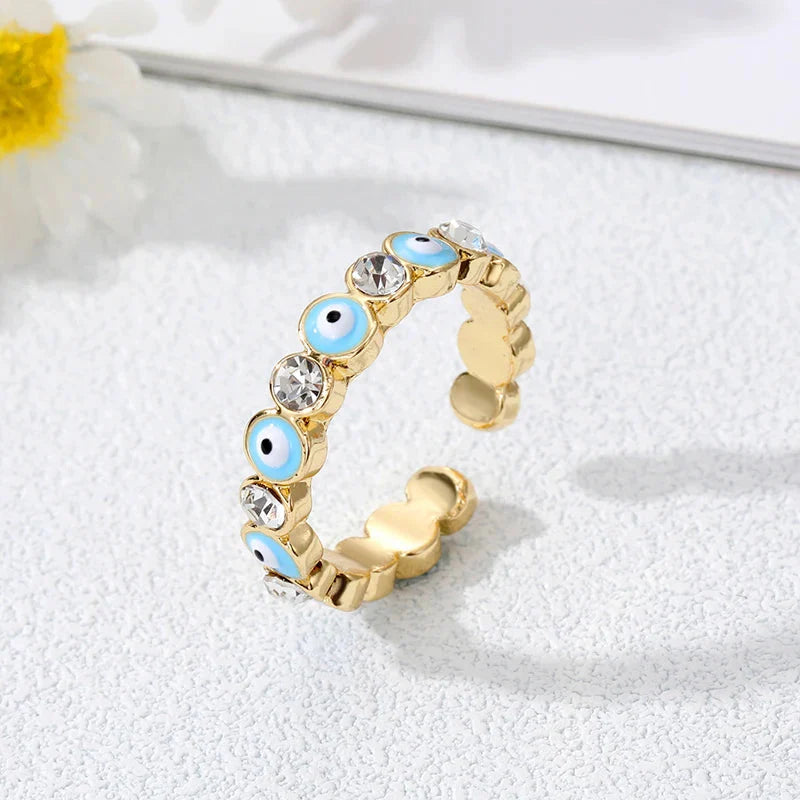 Prsten Modré turecké zlé oko v tyrkysovém bohémském stylu
