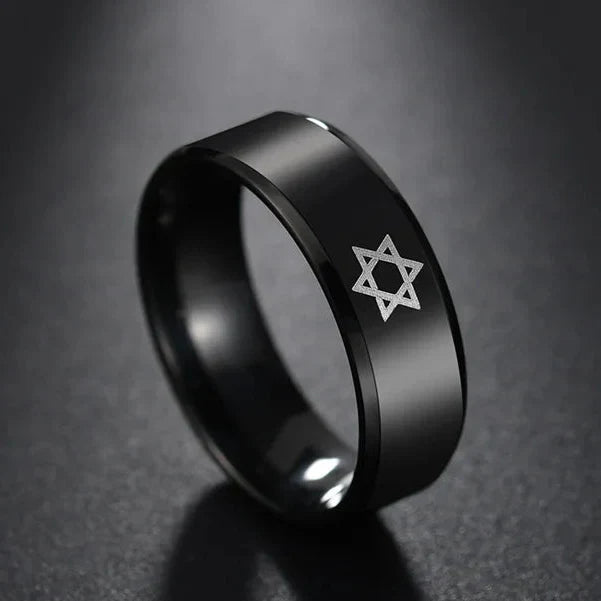 Svart ring med Davidsstjernen, jødisk symbol