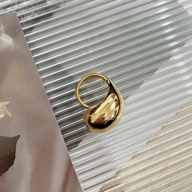 Prstýnek Originální Prsten Velká Kapka Vody zlatý