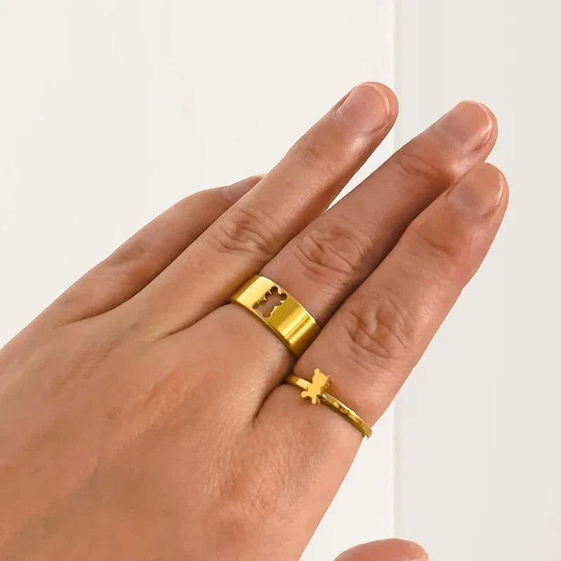 Ring Bjørn 2 Stykker Guld