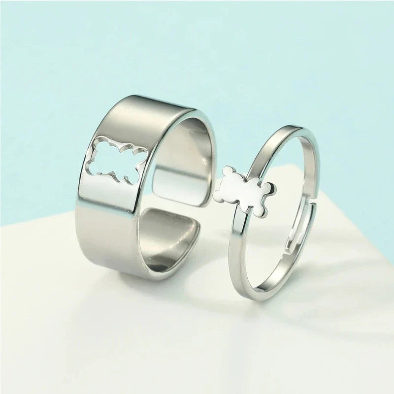 Ring Bjørn 2 Stykker Sølv