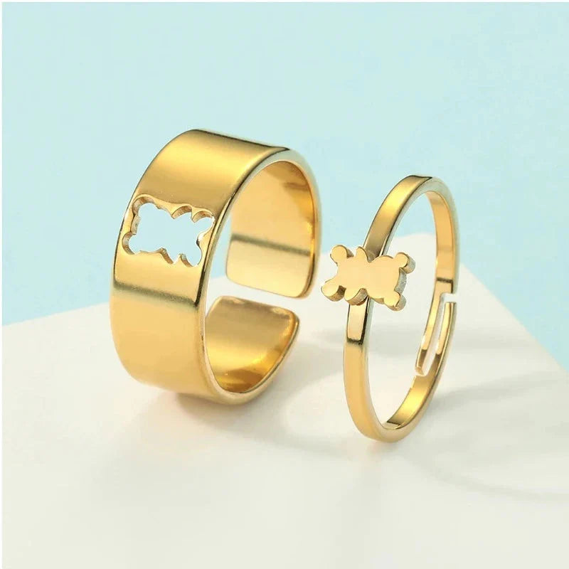 Ring Bjørn 2 Stykker Guld