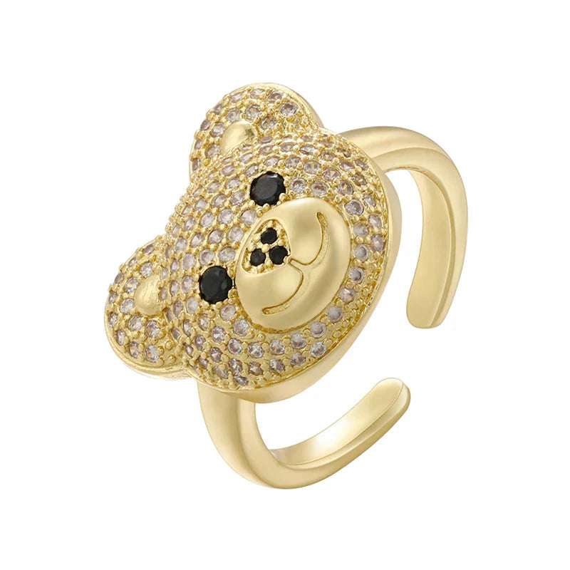 Bague Ours Pierre Or Et Blanc