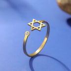Öppen ring med den judiska symbolen Davidsstjärna i guld
