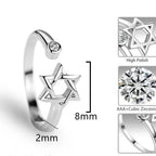Åpen ring for dame med Davidsstjernen, jødisk symbol