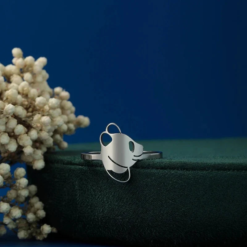 Fin Panda Ring i Sølv