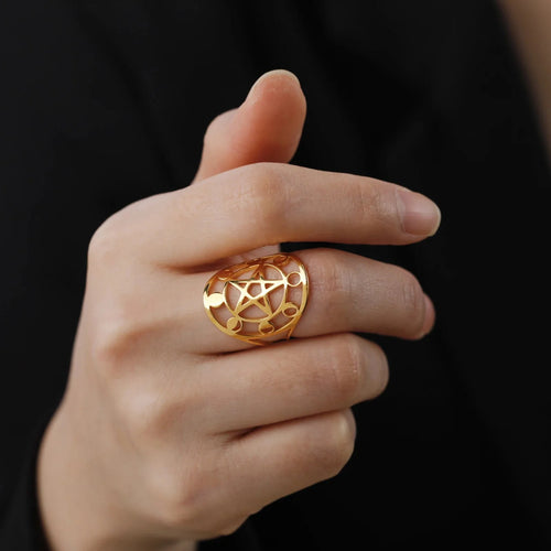 Pentakelring Trolddom Wiccan ring guld