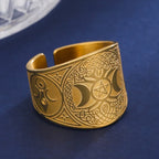 Ring Pentagram Tetragram Witchcraft Trolldom gull