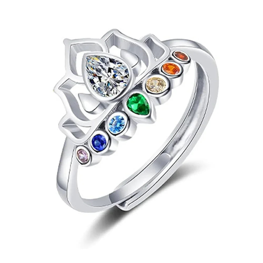 Ring med 7 chakra-sten Lotusblomst