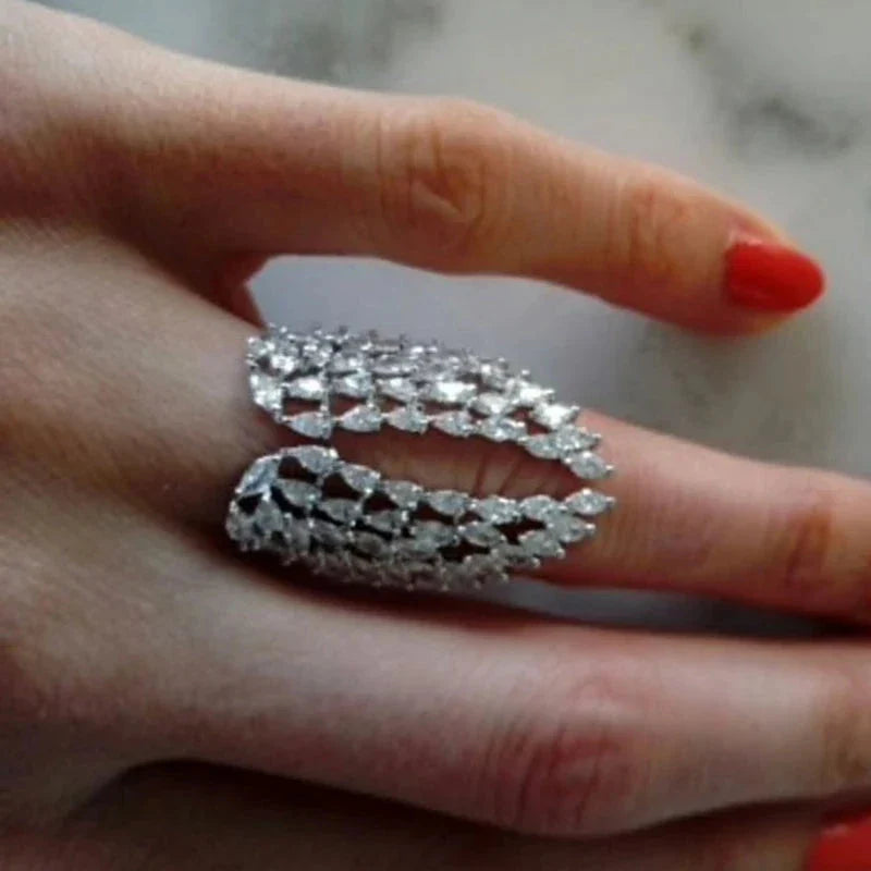 Bague Plume en Zircon argent