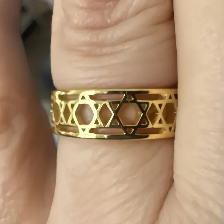 Damering med Davidsstjerner, jødisk symbolik, guld