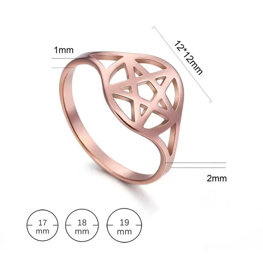 Hul damering med jødisk symbol Davidsstjerne roségull