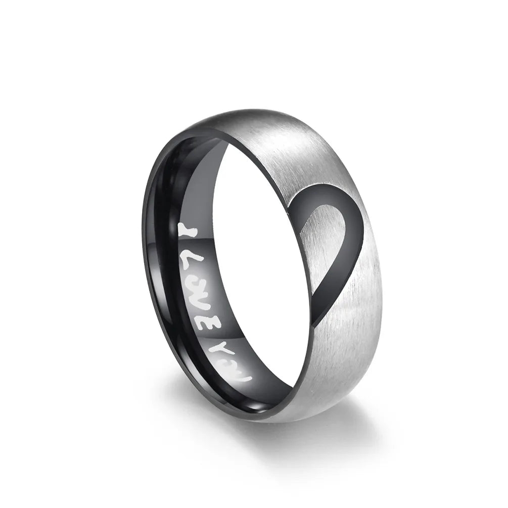 Bague Preuve d'Amour "I Love You" avec Coeur Noir ou Cristal noir