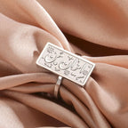 Rektangulær ring med arabisk kalligrafi - Iman-motiv (Tro) sølv