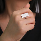 Rektangulær ring med arabisk kalligrafi - Iman-motiv (Tro) sølv
