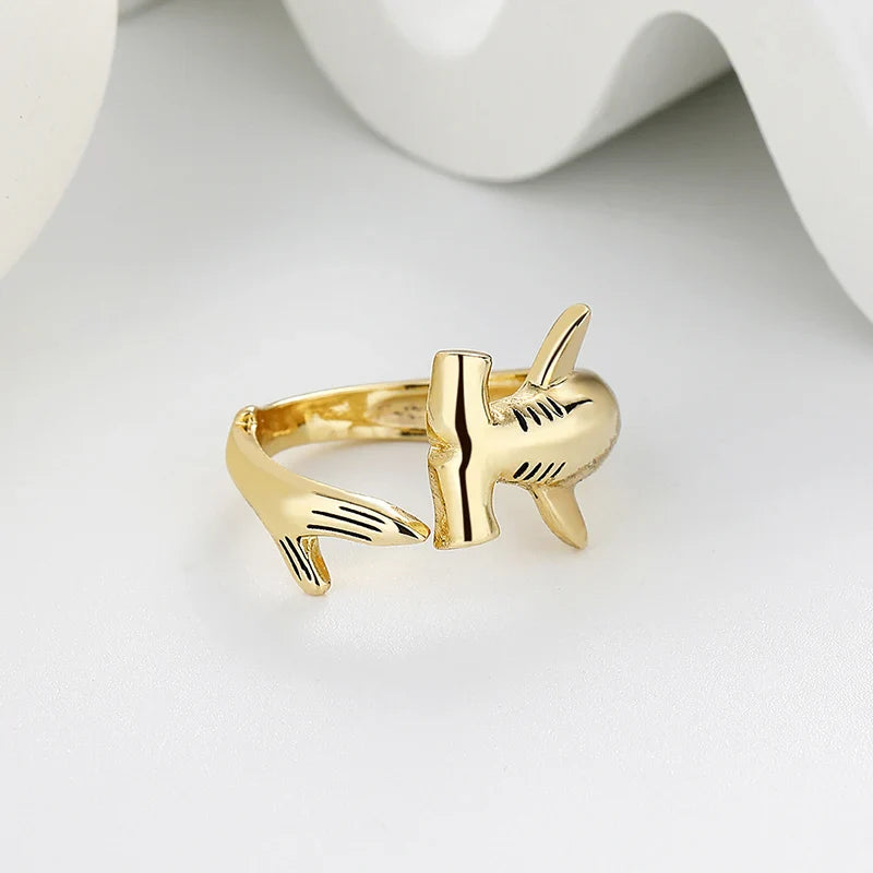 Bague Requin Marteau or