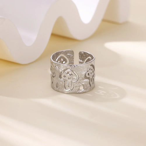 Bague Rétro avec Champignons argent