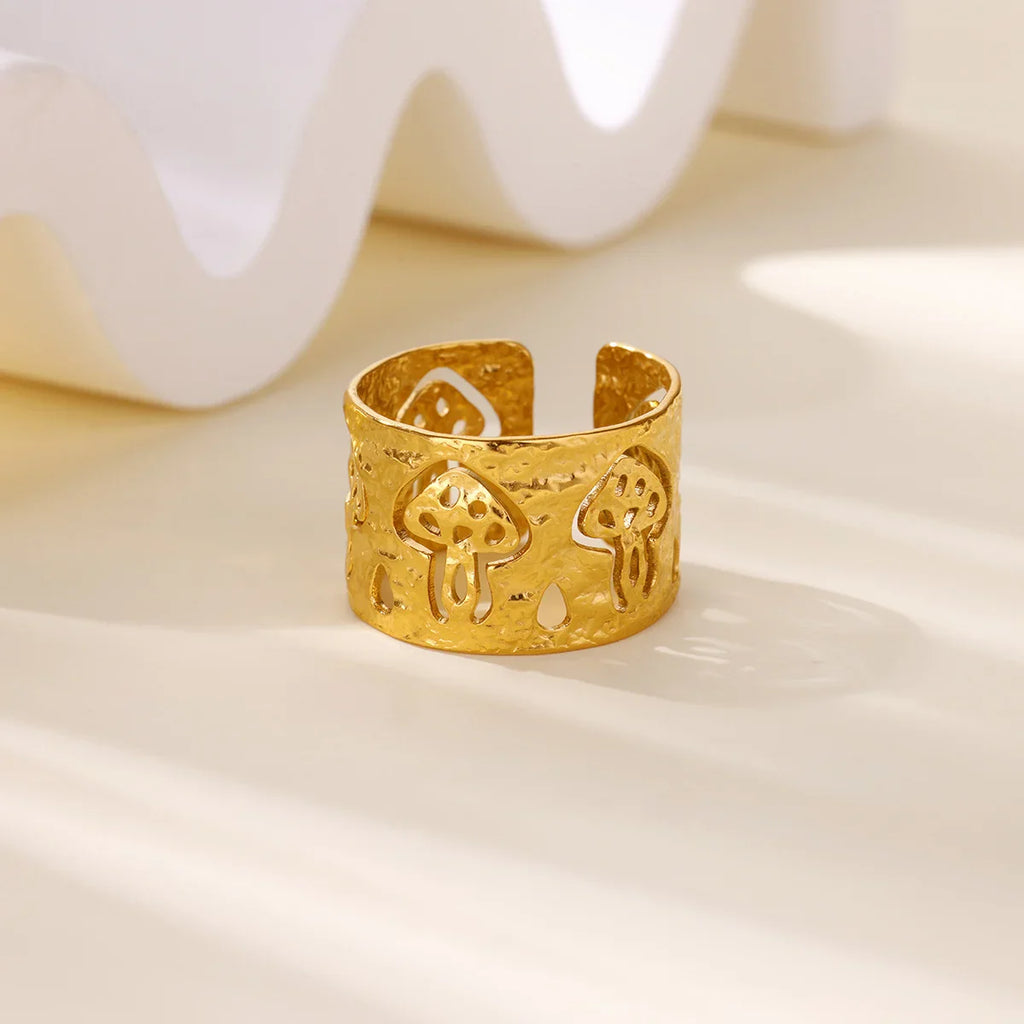 Bague Rétro avec Champignons or