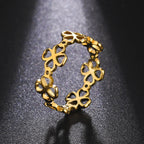 Retro ring med firkløver til kvinder guld