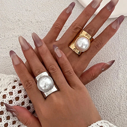 Bague Rétro Femme avec Perle argent