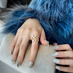 Retro laurbærblad ring i zirkon