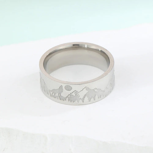 Bague Rétro Montagnes Lion et Soleil argent