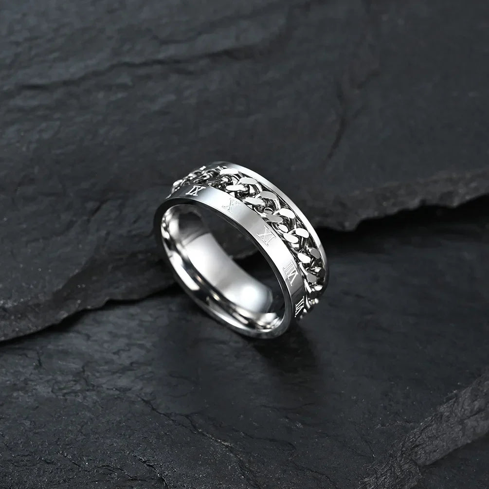 Bague Rotative Anti-Stress pour Homme argent