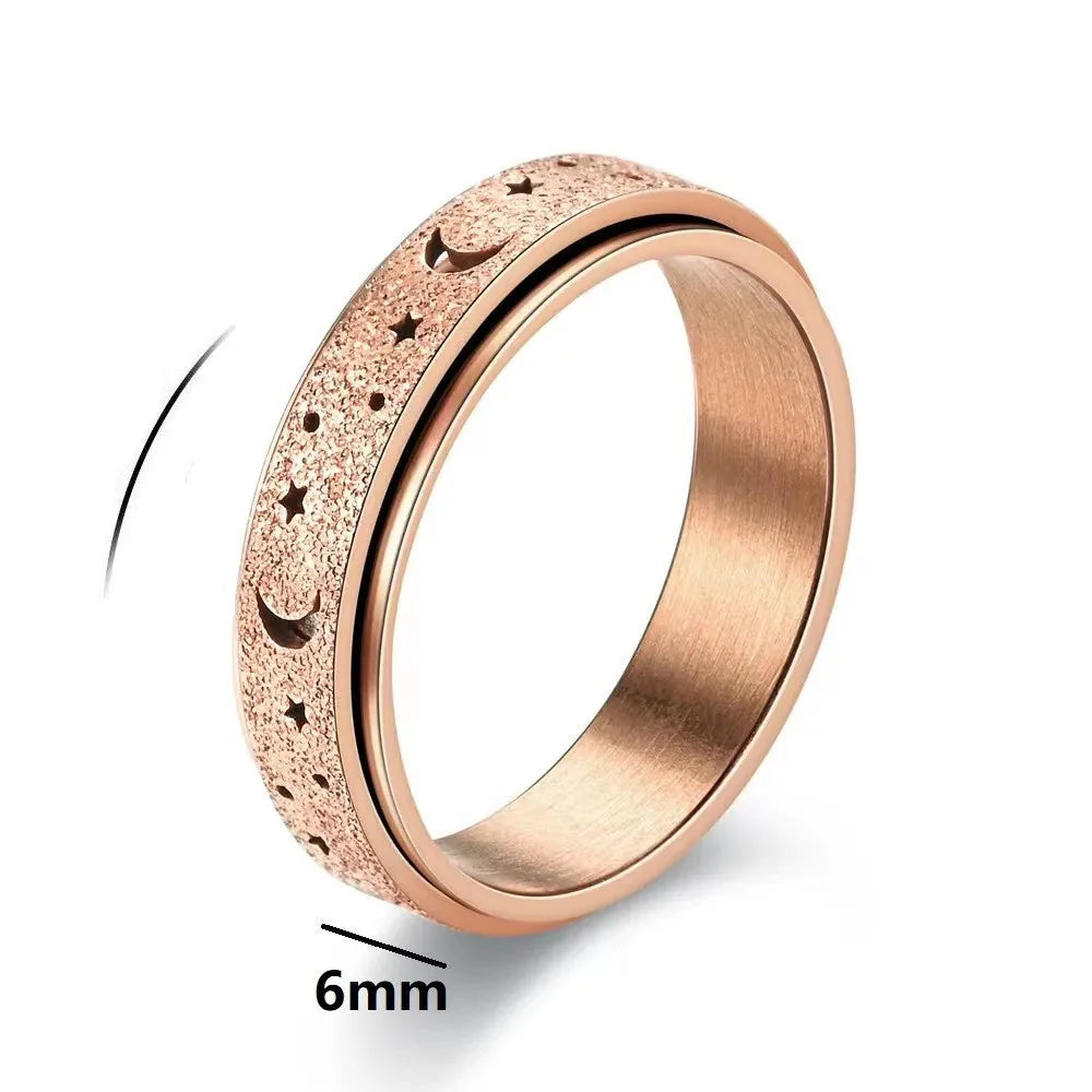 Bague Rotative avec Croissants de Lune pour Homme or rose