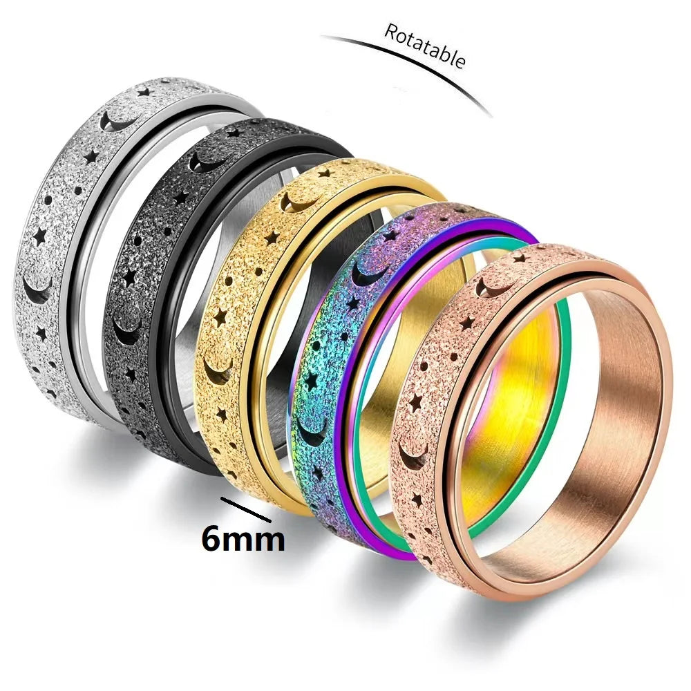 Roterende ring med halvmåner for menn i roségull