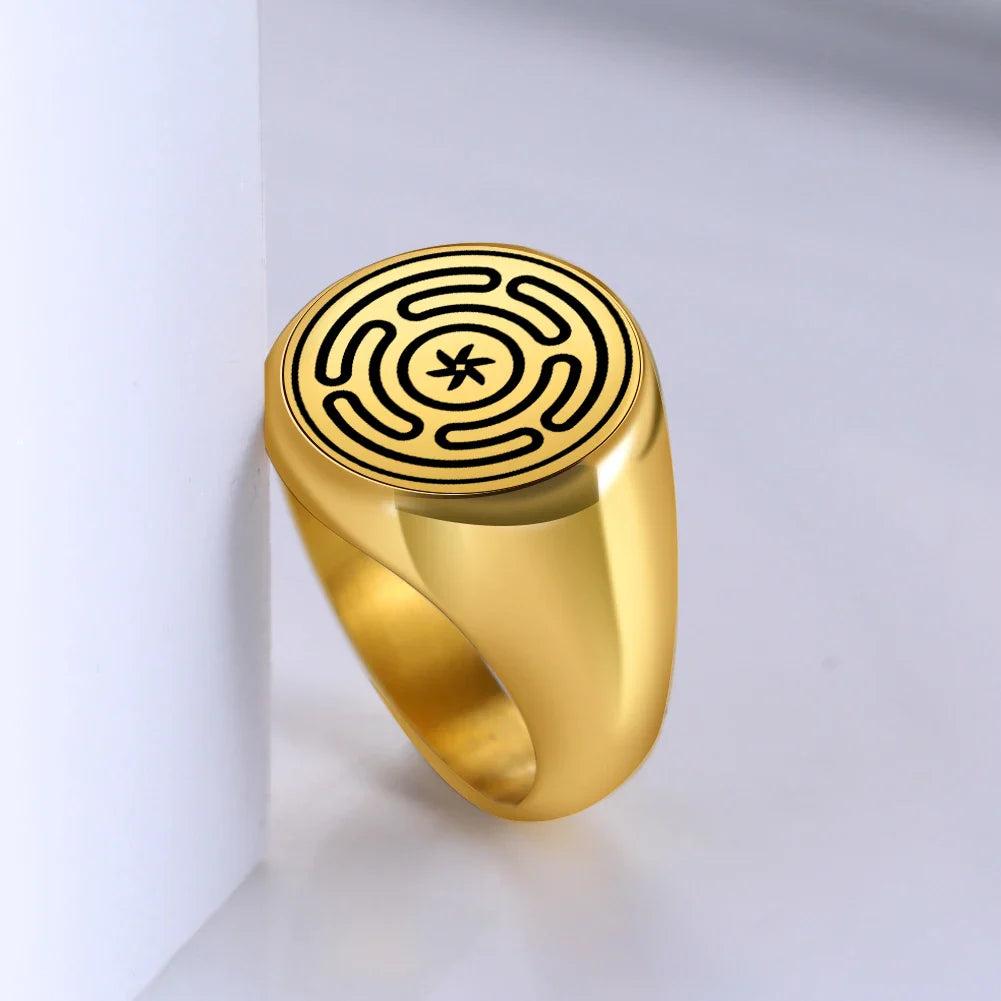 Ring Hecates hjul Strophalos Wiccan hekseri guld