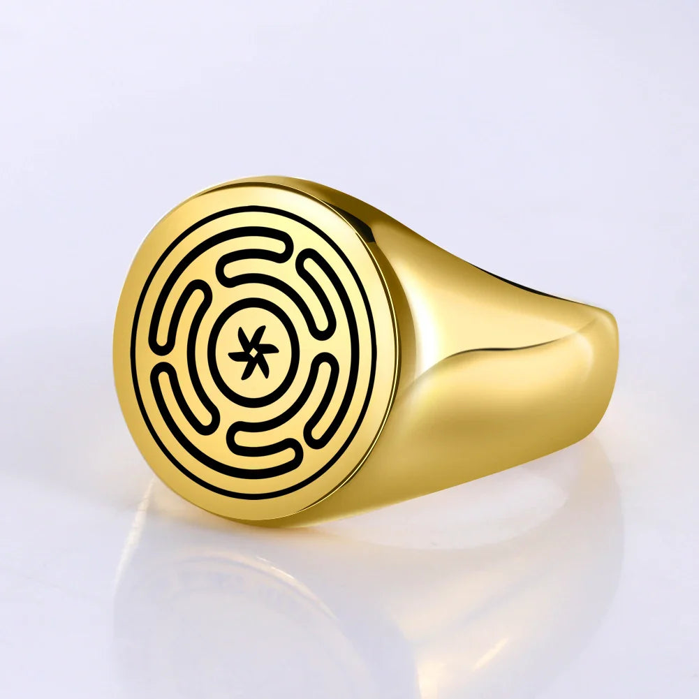 Ring Hecates hjul Strophalos Wiccan hekseri guld