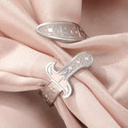 Ring med Ali Zulfiqar-sverd, arabisk symbol, sølv