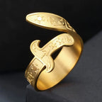 Ring med Ali Zulfiqar-sverd, arabisk symbol, gull