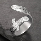 Ring med Ali Zulfiqar-sverd, arabisk symbol, sølv