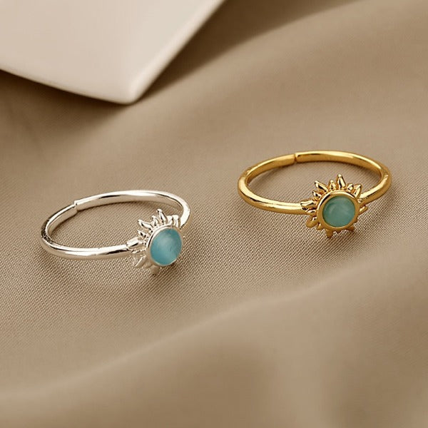 Solring Dame Opal Ring Stjerne