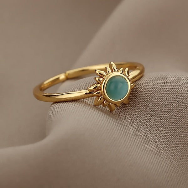 Solring Dame Opal Ring Stjerne