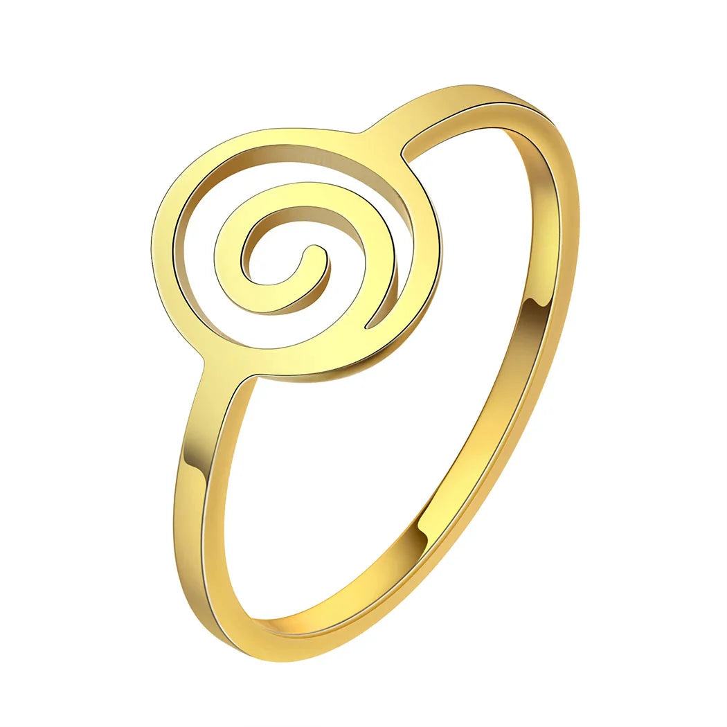 Geometrisk spiralring i guld