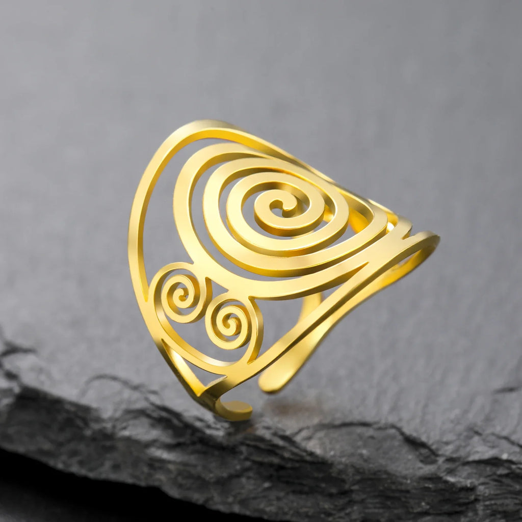 Bred spiralring til kvinder i guld