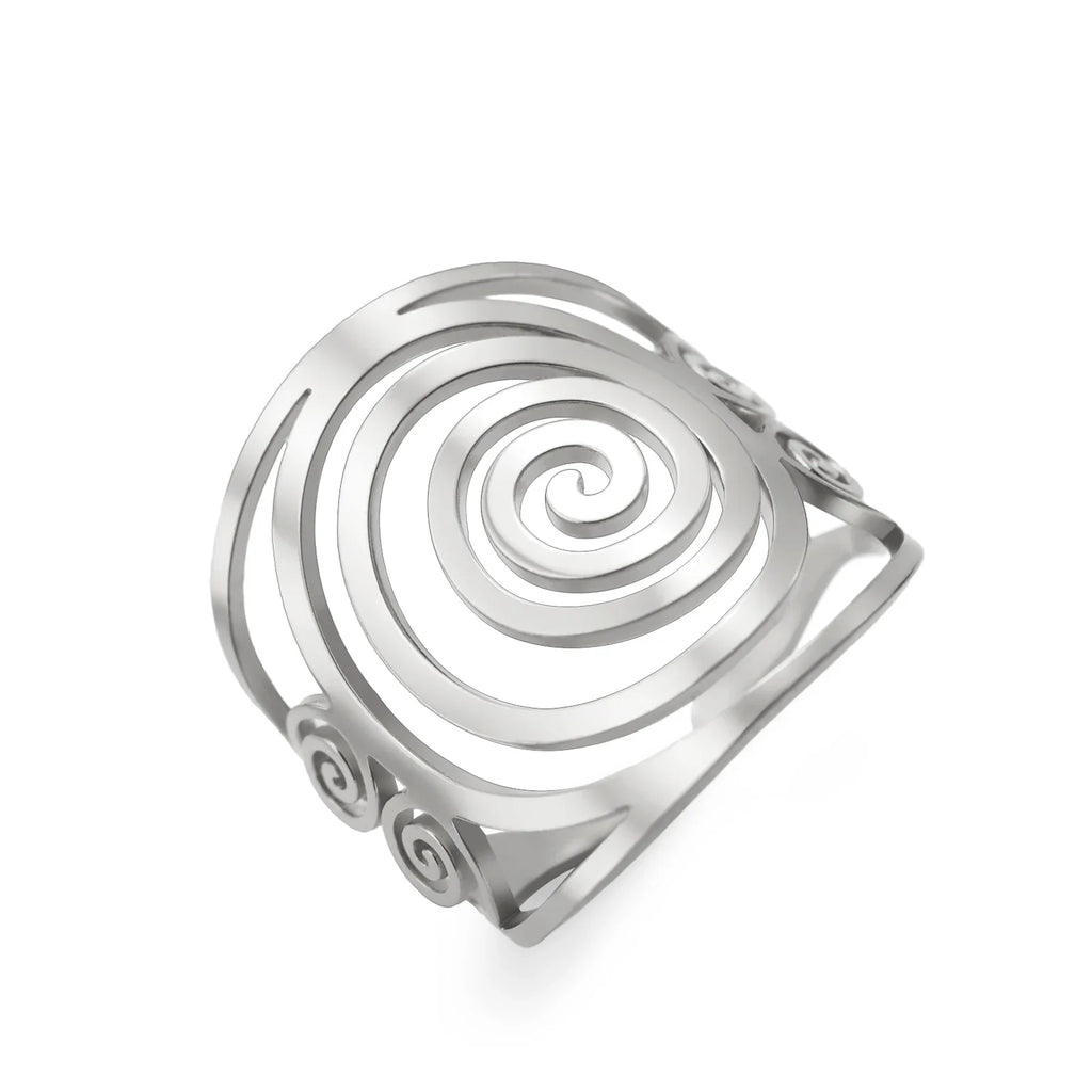 Bred spiralring til kvinder i sølv