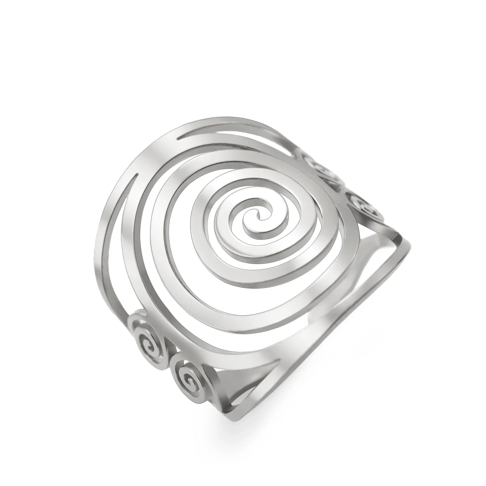 Bred spiralring til kvinder i sølv