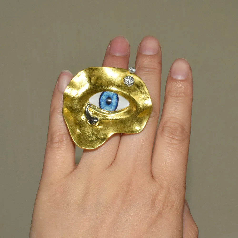 Bague Style Baroque Contre le Mauvais Oeil or