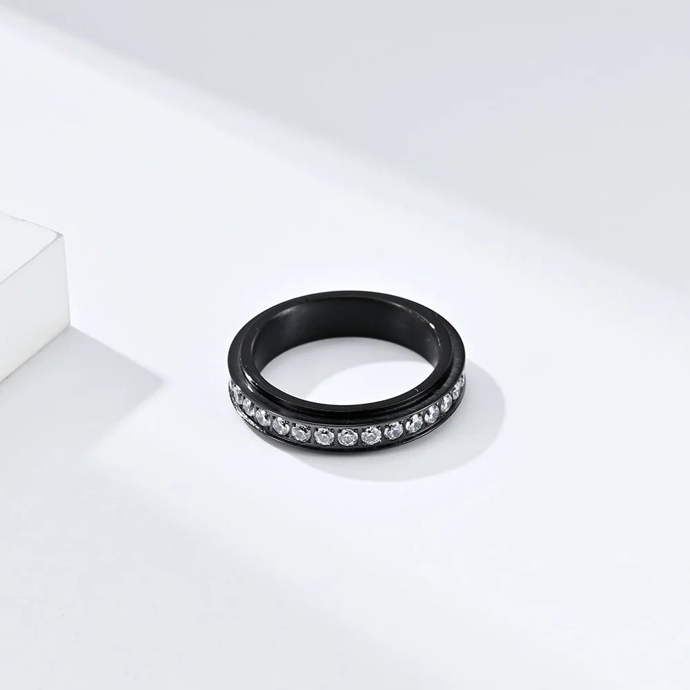 Bague Tournante Anti-Stress avec Zircon