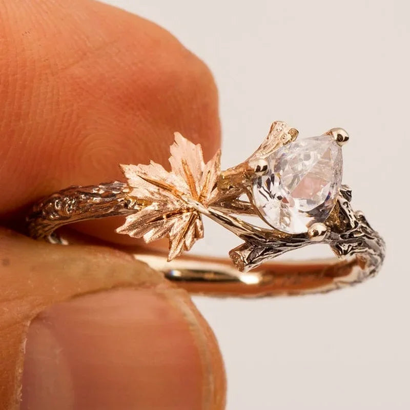 Vintage ring med efterårsblad