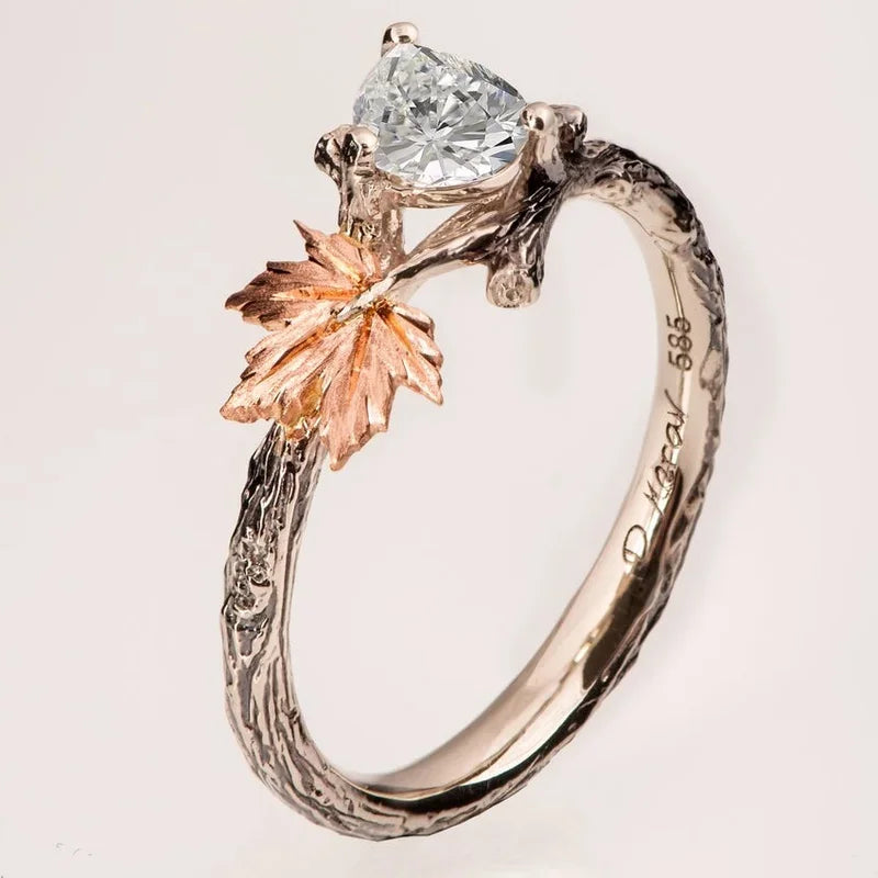 Vintage ring med efterårsblad