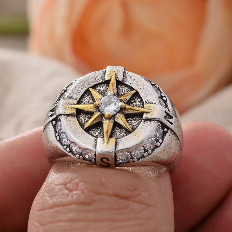 Vintage kompassrose ring