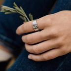 Vintage ring Bjerge og sol